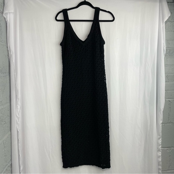 Toccin Kayla Crochet Midi Dress Black Knitted 100% Cotton Lining: Cotton/Spandex - Picture 3 of 17